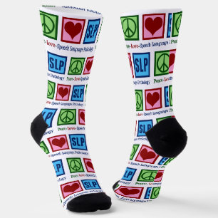 Peace Love SLP Speech Language Pathology Socks