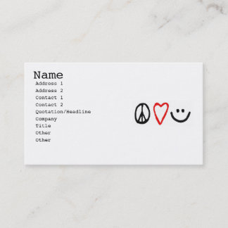 Peace, Love & Smile Business Card