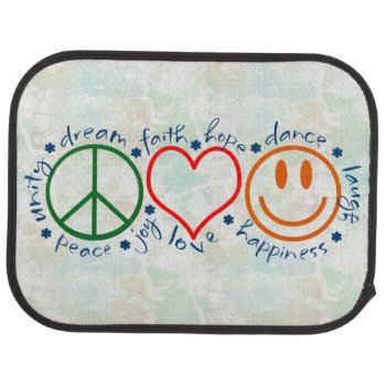 Peace Love Smile Car Floor Mat by ironydesigns at Zazzle