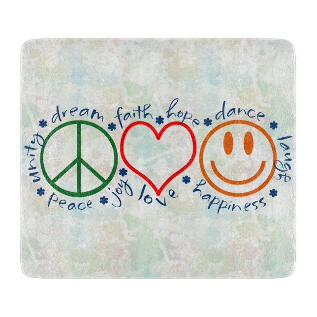 Peace Love Smile Cutting Board (Front)