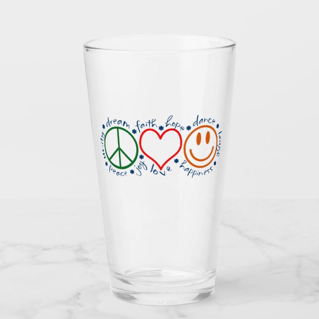 Peace Love Smile Glass (Front)