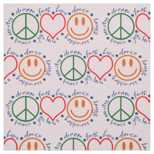 Peace Love Smile Pattern Fabric
