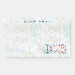 Peace Love Smile Personalize Large Post-it Notes