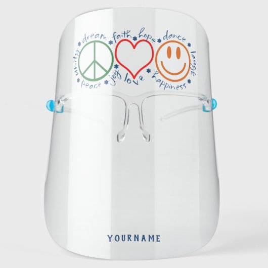 Peace Love Smile Personalized Face Shield (Front)