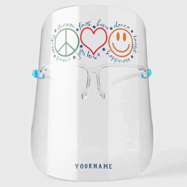 Peace Love Smile Personalized Face Shield (Front)