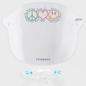 Peace Love Smile Personalized Face Shield (Front w/Glasses)