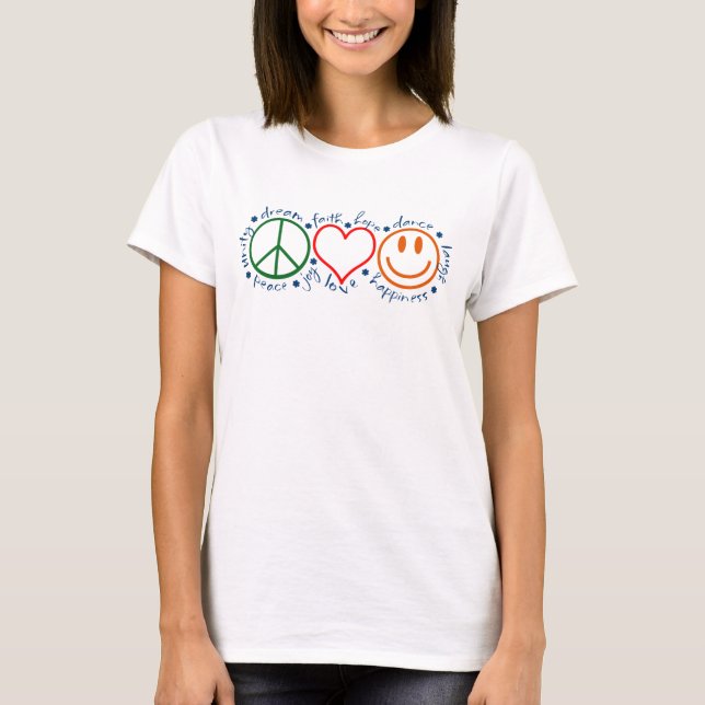Peace Love Smile Positivity T-Shirt (Front)