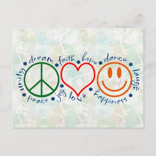 Peace Love Smile Postcard
