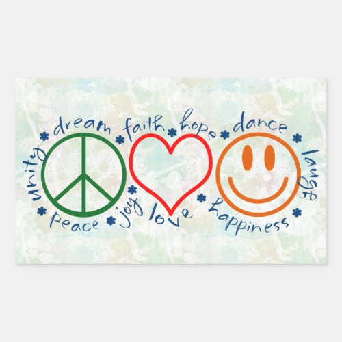 Peace Love Smile Rectangular Sticker