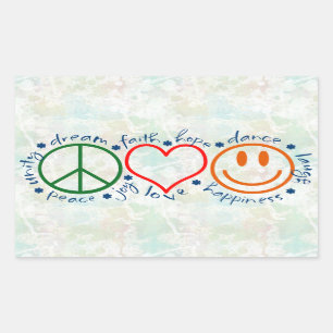 Peace Love Smile Rectangular Sticker