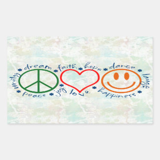 Peace Love Smile Rectangular Sticker