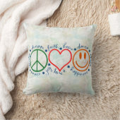 Peace Love Smile Throw Pillow (Blanket)