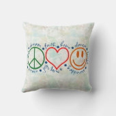 Peace Love Smile Throw Pillow (Back)