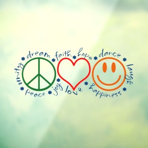 Peace Love Smile Window Cling