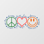 Peace Love Smile Window Cling (Sheet)