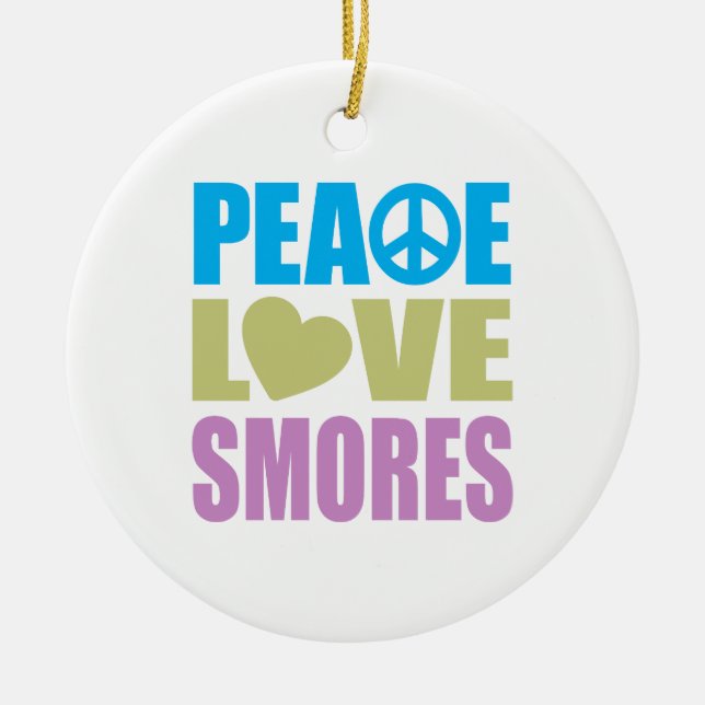 Peace Love Smores Ceramic Ornament (Front)