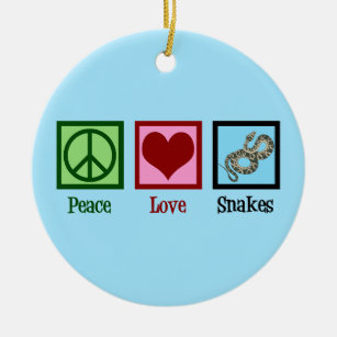 Peace Love Snakes Christmas Ceramic Ornament
