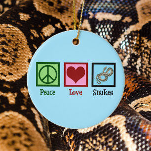 Peace Love Snakes Christmas Ceramic Ornament