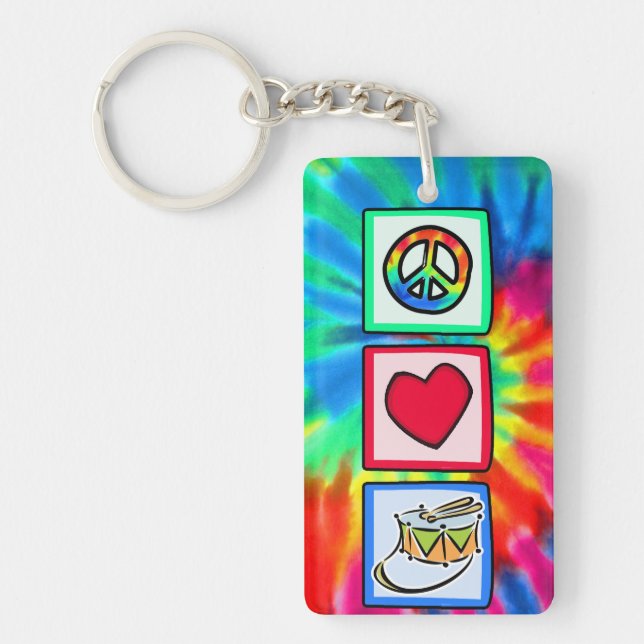 Peace, Love, Snare Drum Keychain (Front)