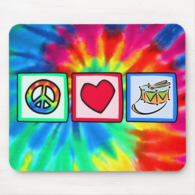 Peace, Love, Snare Drum Mouse Pad (Front)