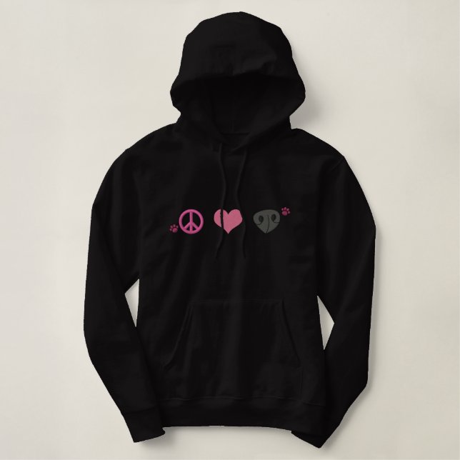 Peace Love Sniff Embroidered Hoodie (Design Front)