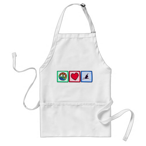 Peace Love Snow Skiing Adult Apron