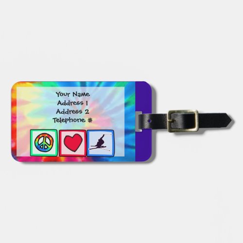 Peace Love Snow Skiing Luggage Tag