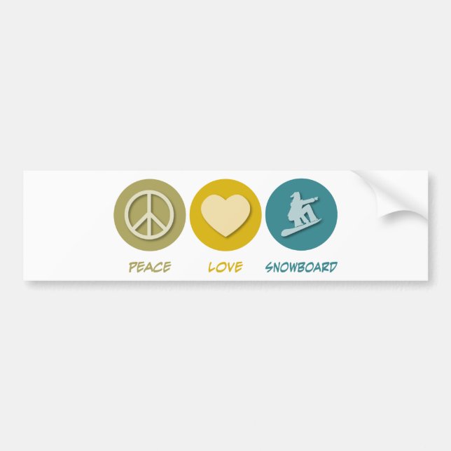 Peace Love Snowboard Bumper Sticker (Front)
