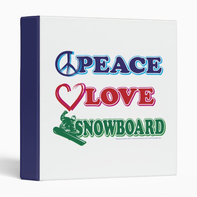 Peace Love Snowboarding 3 Ring Binder (Front/Spine)