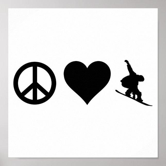 Peace Love Snowboarding Poster (Front)