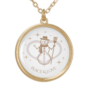 Peace & Love Snowman Necklace