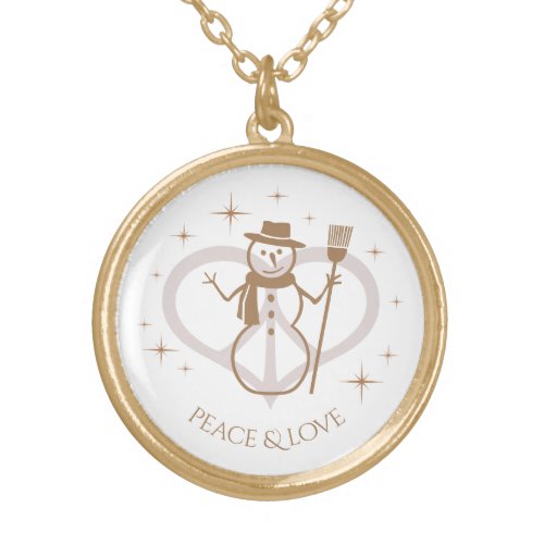 Peace  Love Snowman Necklace