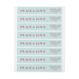 Peace & Love Snowy Day Holiday Wrap Around Label