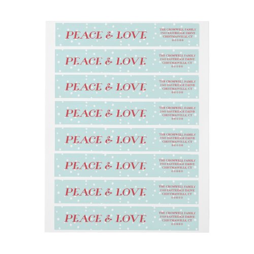 Peace  Love Snowy Day Holiday Wrap Around Label