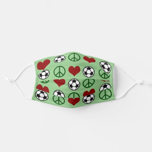 Peace Love Soccer Adult Cloth Face Mask