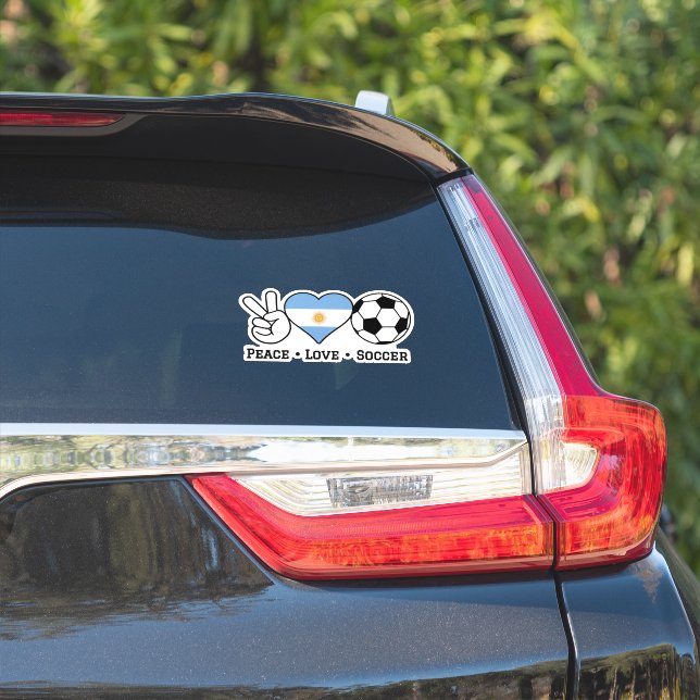 Peace Love Soccer Argentina Sticker (Car Side)