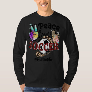 Peace Love Soccer Auntie Life Mom Grandma Leopard T-Shirt