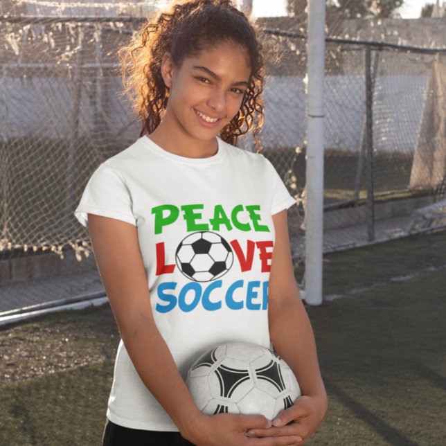 Peace Love Soccer Ball Cute Sports Team T-Shirt (Creator Uploaded)