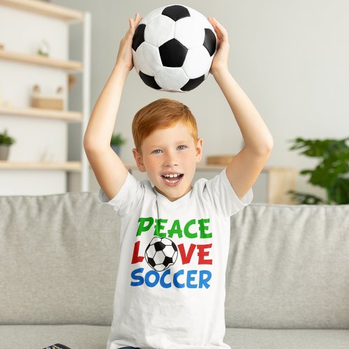 Peace Love Soccer Cute Kids T_Shirt