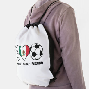 Peace Love Soccer Drawstring Bag