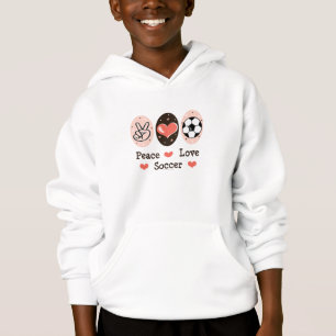 Peace Love Soccer Kids Hooded Sweatshirt
