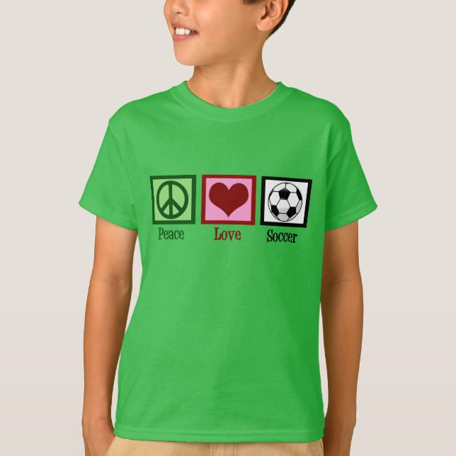 Peace Love Soccer Kids T-Shirt (Front)