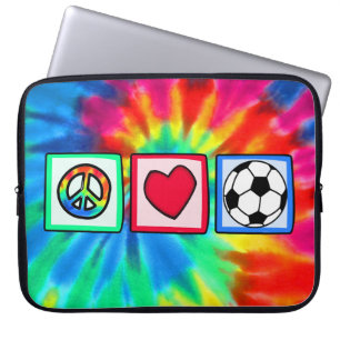 Peace, Love, Soccer Laptop Sleeve