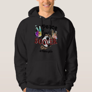 Peace Love Soccer Nanny Life Mom Grandma Leopard 1 Hoodie