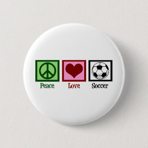 Peace Love Soccer Pinback Button