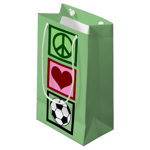 Peace Love Soccer Player Birthday Custom Futbol Small Gift Bag