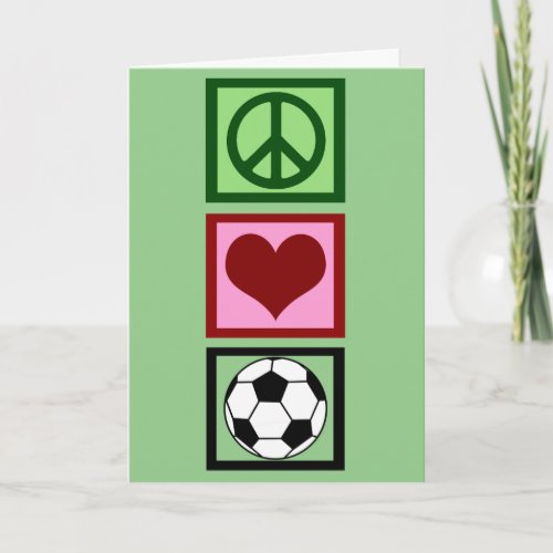 Peace Love Soccer Player Cute Custom Birthday Card