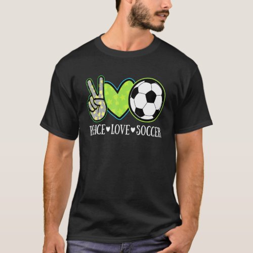 Peace Love Soccer Player Cute European Football T_Shirt