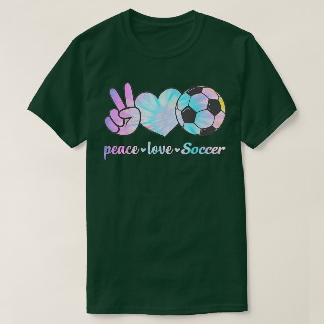 Peace Love Soccer Player Tie Dye Style Women Teen  T-Shirt (Design Front)