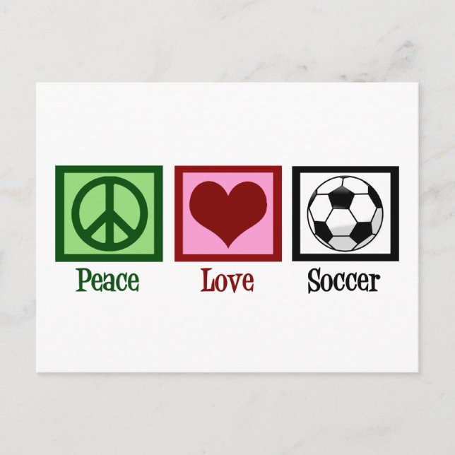 Peace Love Soccer Postcard (Front)